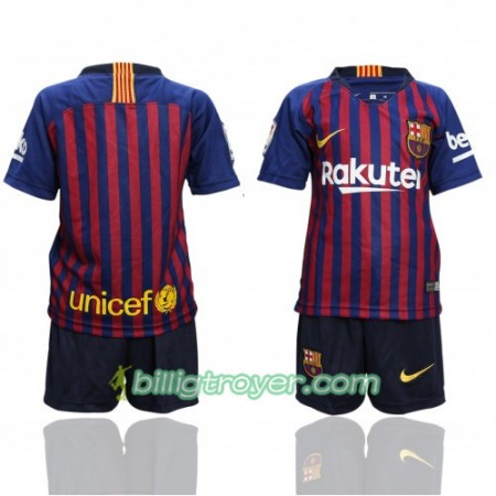 Billige Fotballdrakter FC Barcelona Barn Hjemmedraktsett 2018/19 Kortermet